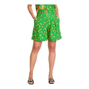 Tabitha Brown Target Linen Blend Green Orange Leopard Pleated Shorts size L